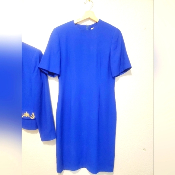 Kasper A.S.L Royal Blue 2 Piece Sheath Dress & Matching Blazer Suit Jacket Set - Picture 5 of 8